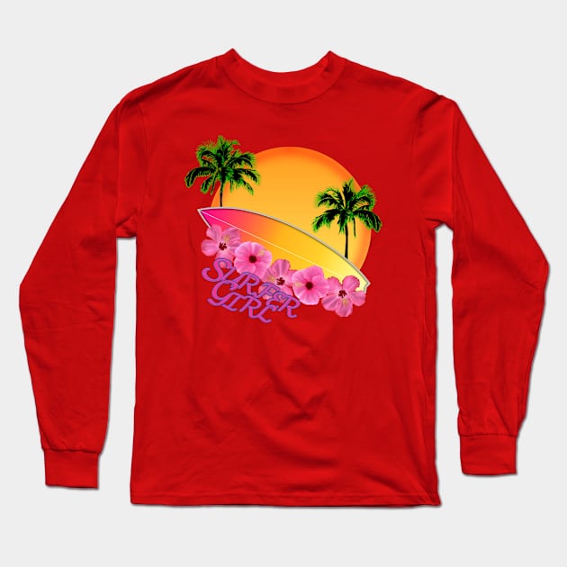 Surfer Girl Long Sleeve T-Shirt by macdonaldcreativestudios